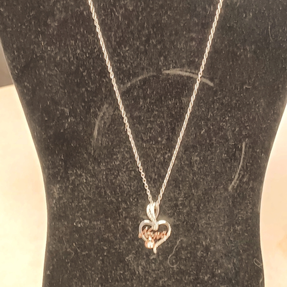 Elegant Two-Tone Heart Pendant Necklace